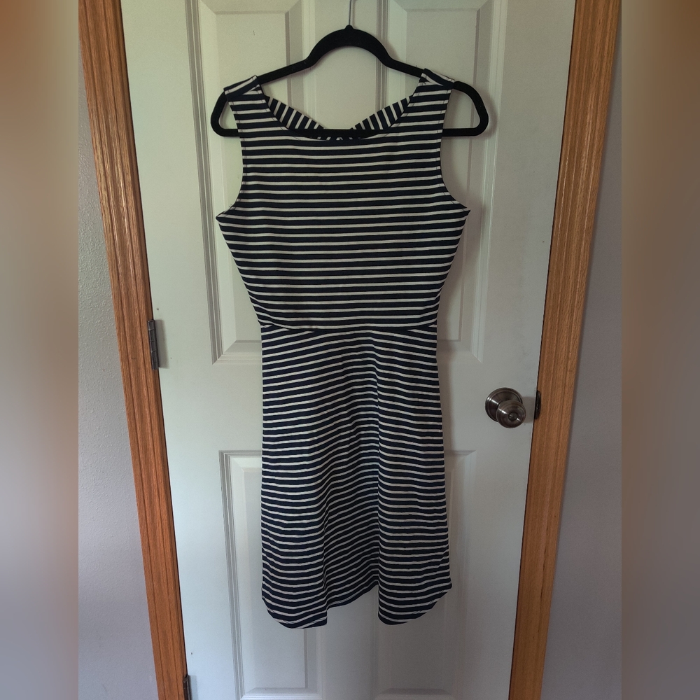 Striped Navy and White Sleeveless Dress